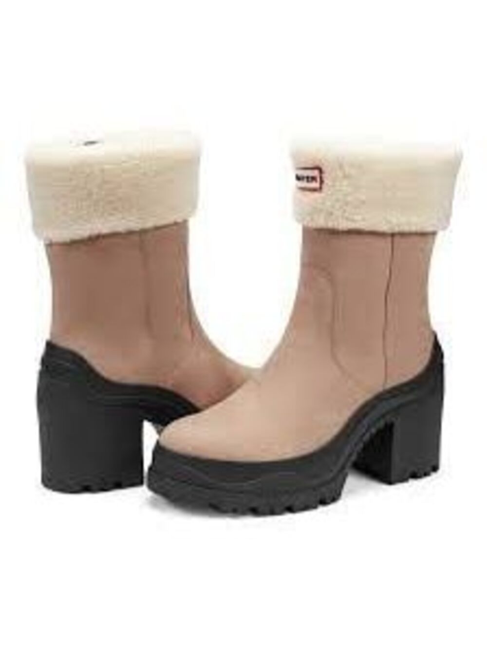 Hunter Marisol Waterproof Shearling Boots Beige 5 ($215)